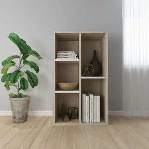 vidaXL Book Cabinet/Sideboard White and Sonoma Oak 50x25x80 cm Engineered Wood