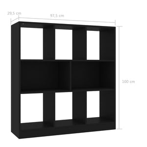 vidaXL Book Cabinet Black 97.5x29.5x100 cm Engineered Wood