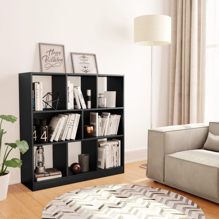 vidaXL Book Cabinet Black 97.5x29.5x100 cm Engineered Wood