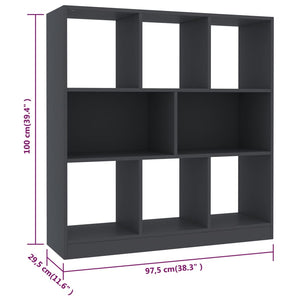 vidaXL Book Cabinet Grey 97.5x29.5x100 cm Engineered Wood