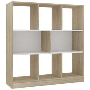 vidaXL Book Cabinet White and Sonoma Oak 97.5x29.5x100 cm Engineered Wood