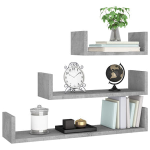 vidaXL Wall Display Shelf 3 pcs Concrete Grey Engineered Wood