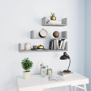 vidaXL Wall Display Shelf 3 pcs Concrete Grey Engineered Wood