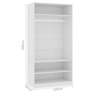 vidaXL Wardrobe White 100x50x200 cm Engineered Wood