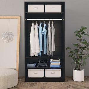 vidaXL Wardrobe Black 100x50x200 cm Engineered Wood