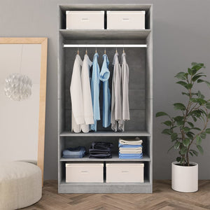 vidaXL Wardrobe Concrete Grey 100x50x200 cm Engineered Wood