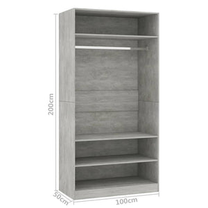 vidaXL Wardrobe Concrete Grey 100x50x200 cm Engineered Wood