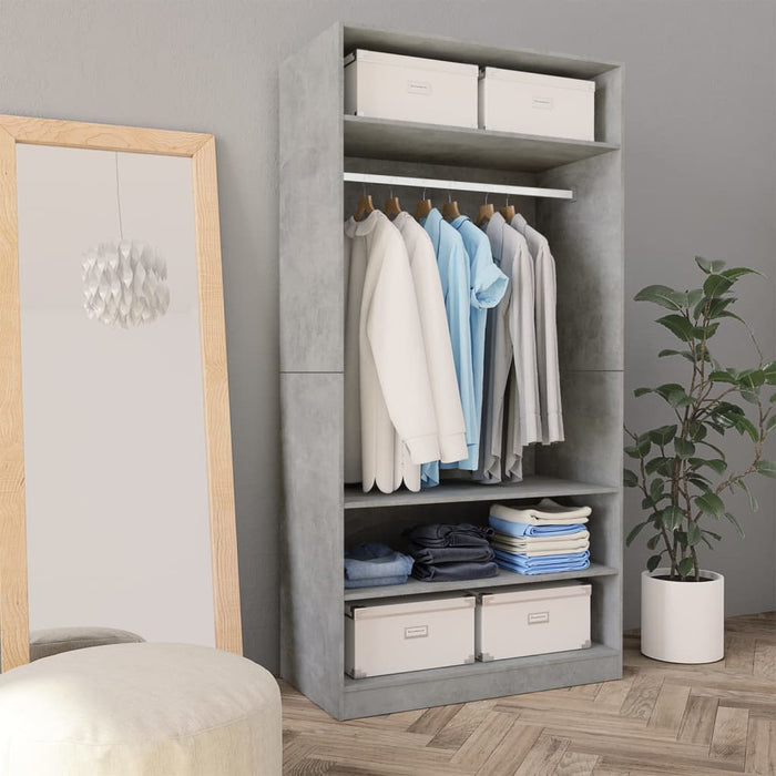 vidaXL Wardrobe Concrete Grey 100x50x200 cm Engineered Wood