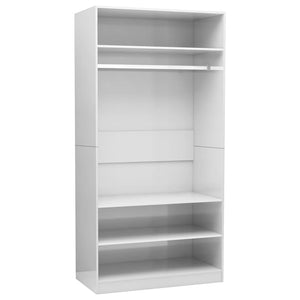 vidaXL Wardrobe High Gloss White 100x50x200 cm Engineered Wood