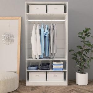 vidaXL Wardrobe High Gloss White 100x50x200 cm Engineered Wood