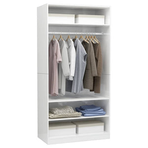 vidaXL Wardrobe High Gloss White 100x50x200 cm Engineered Wood