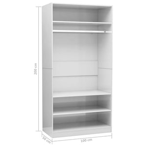 vidaXL Wardrobe High Gloss White 100x50x200 cm Engineered Wood