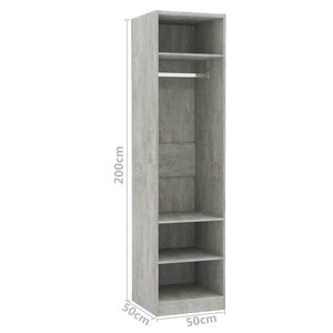 vidaXL Wardrobe Concrete Grey 50x50x200 cm Engineered Wood