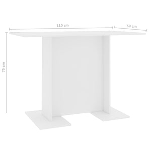 vidaXL Dining Table White 110x60x75 cm Engineered Wood