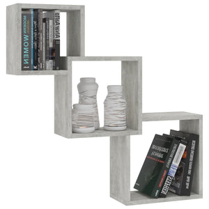 vidaXL Cube Wall Shelf Concrete Grey 68x15x68 cm Engineered Wood