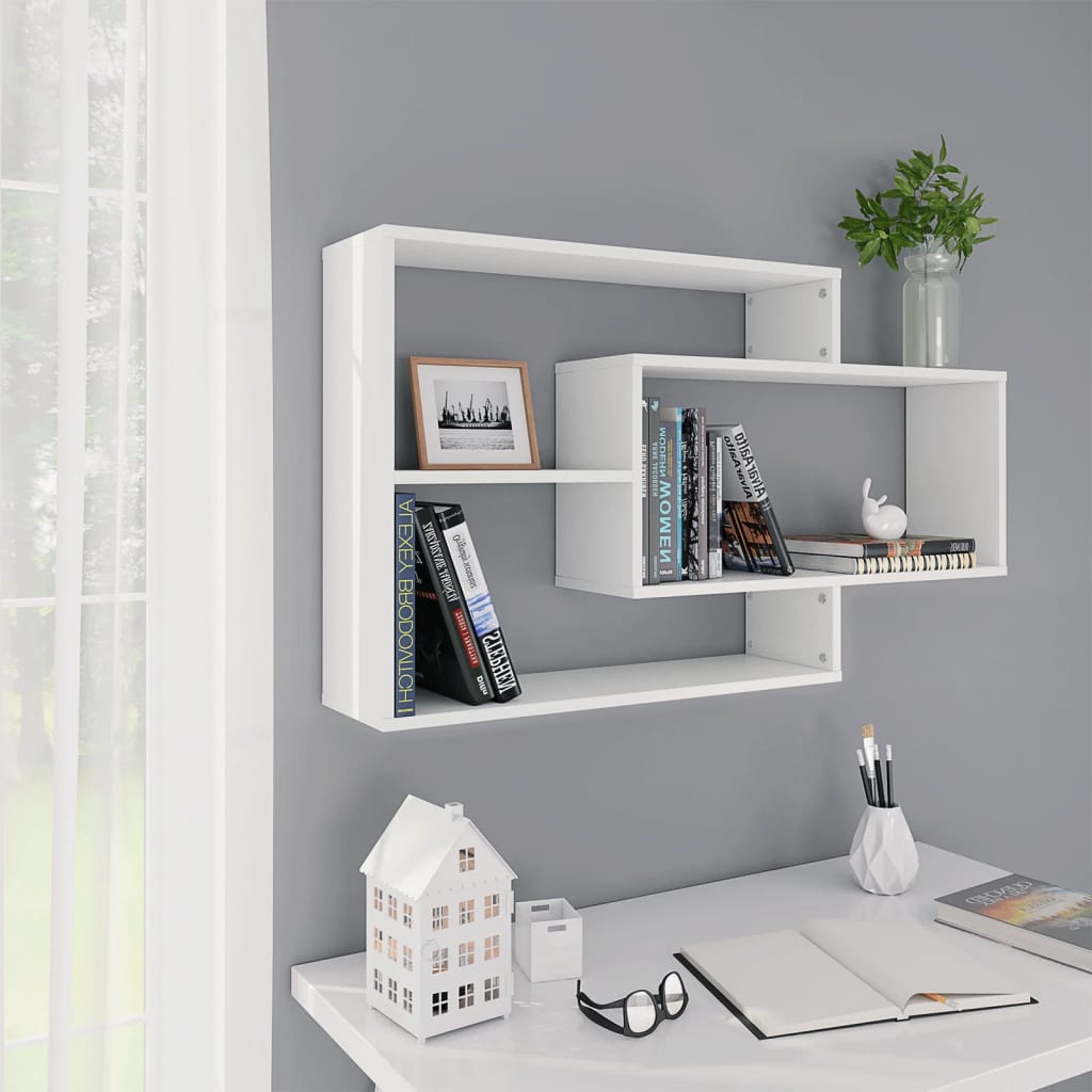 vidaXL Wall Shelf White 104x20x58.5 cm Engineered Wood