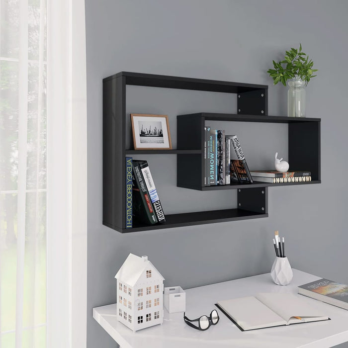 vidaXL Wall Shelf Black 104x20x58.5 cm Engineered Wood