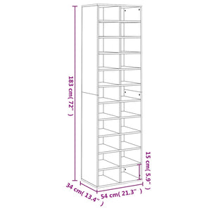 vidaXL Shoe Cabinet Concrete Grey 54x34x183 cm Engineered Wood