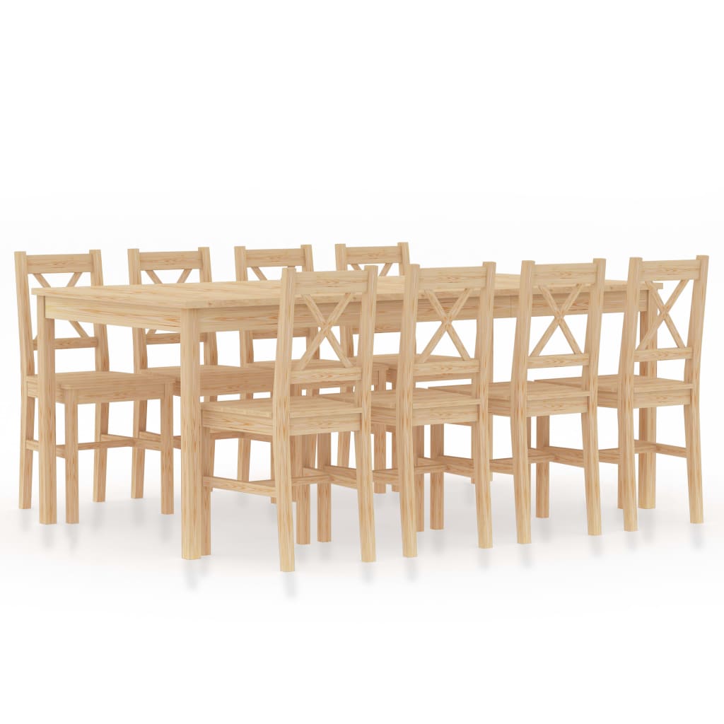 vidaXL 9 Piece Dining Set Pinewood