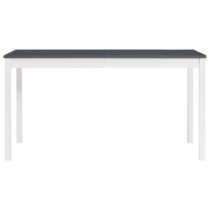 vidaXL Dining Table White and Grey 140x70x73 cm Pinewood