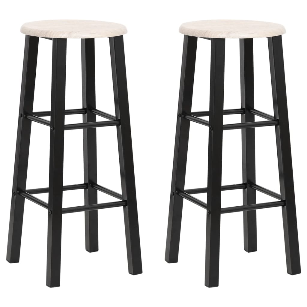 vidaXL Bar Stools 2 pcs Black MDF