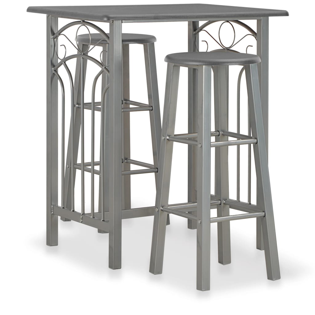 vidaXL 3 Piece Bar Set Wood and Steel Anthracite