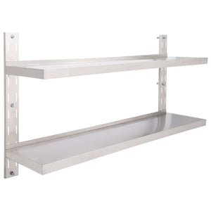 vidaXL 2-Tier Floating Wall Shelf Stainless Steel 150x30 cm