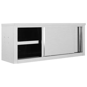 vidaXL Kitchen Wall Cabinet with Sliding Doors 120x40x50 cm Stainless Steel