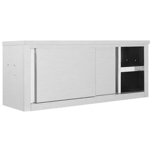 vidaXL Kitchen Wall Cabinet with Sliding Doors 120x40x50 cm Stainless Steel