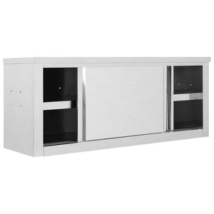 vidaXL Kitchen Wall Cabinet with Sliding Doors 120x40x50 cm Stainless Steel