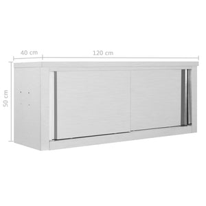 vidaXL Kitchen Wall Cabinet with Sliding Doors 120x40x50 cm Stainless Steel