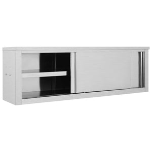 vidaXL Kitchen Wall Cabinet with Sliding Doors 150x40x50 cm Stainless Steel