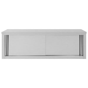 vidaXL Kitchen Wall Cabinet with Sliding Doors 150x40x50 cm Stainless Steel