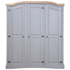 vidaXL Wardrobe Mexican Pine Corona Range 3 Doors Grey