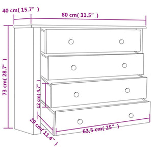 vidaXL Side Cabinet 80x40x73 cm Pine Panama Range