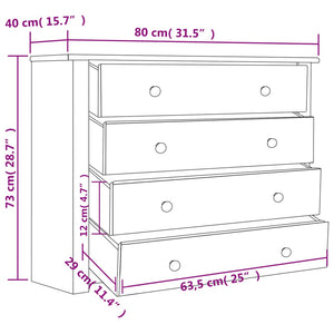 vidaXL Side Cabinet Grey 80x40x73 cm Pine Panama Range