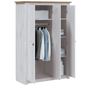 vidaXL 3-Door Wardrobe White 118x50x171.5 cm Pine Panama Range