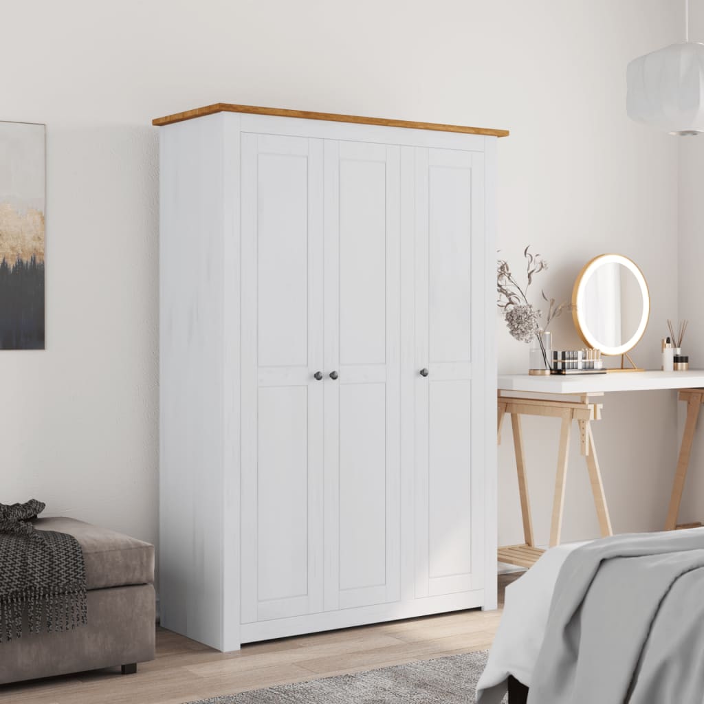 vidaXL 3-Door Wardrobe White 118x50x171.5 cm Pine Panama Range