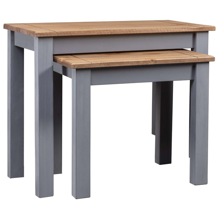 vidaXL Nesting Tables 2 pcs Grey Solid Pine Wood Panama Range