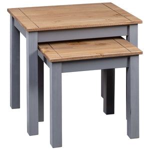 vidaXL Nesting Tables 2 pcs Grey Solid Pine Wood Panama Range