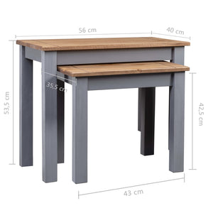 vidaXL Nesting Tables 2 pcs Grey Solid Pine Wood Panama Range