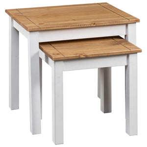 vidaXL Nesting Tables 2 pcs White Solid Pine Wood Panama Range