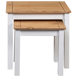 vidaXL Nesting Tables 2 pcs White Solid Pine Wood Panama Range