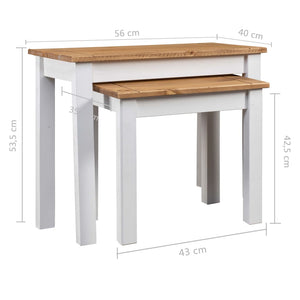 vidaXL Nesting Tables 2 pcs White Solid Pine Wood Panama Range