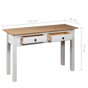 vidaXL Console Table White 110x40x72 cm Solid Pine Wood Panama Range