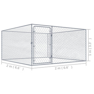 vidaXL Outdoor Dog Kennel Galvanised Steel 2x2x1 m