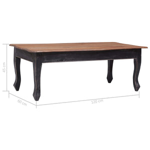 vidaXL Coffee Table Black 120x60x45 cm Solid Mahogany Wood