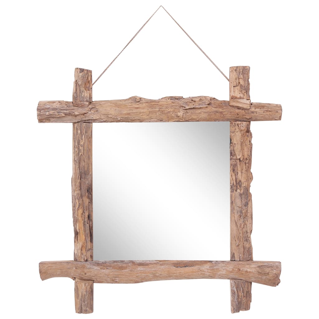 vidaXL Log Mirror Natural 70x70 cm Solid Reclaimed Wood