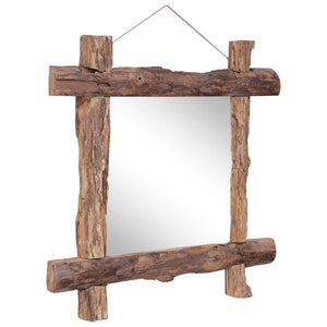 vidaXL Log Mirror Natural 70x70 cm Solid Reclaimed Wood