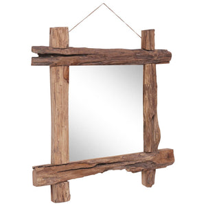 vidaXL Log Mirror Natural 70x70 cm Solid Reclaimed Wood